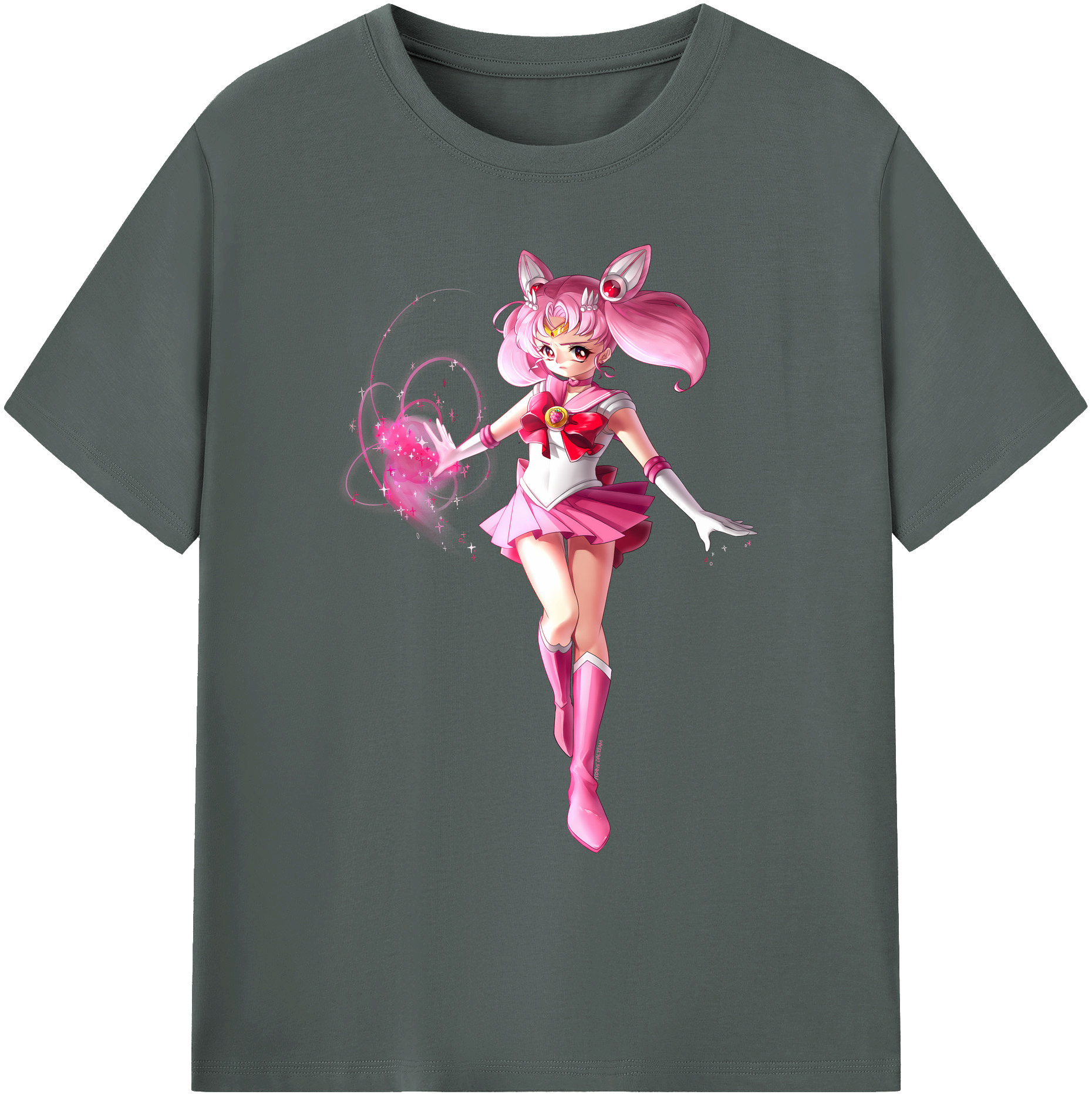 （画像用） 美少女戦士セーラームーン ちびうさ Sailor Moon Chibiusa Tsukino Usagi Small Lady Serenity 綿100％ メンズ半袖Tシャツ｜肌触りやわらか＆通気性